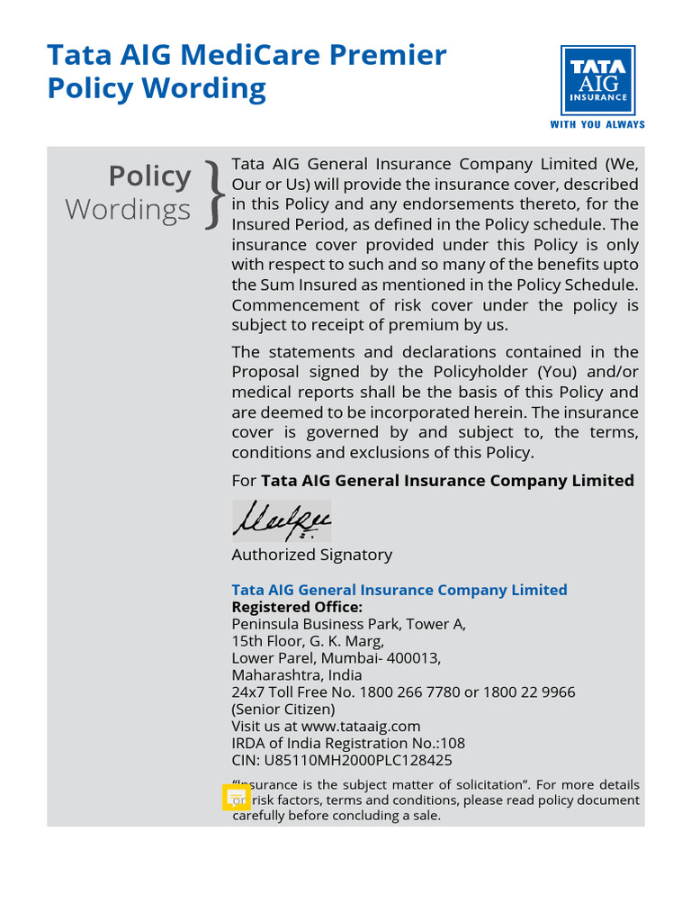 tata-aig-medicare-premier-policy-wording-pdf-hospital-insurance