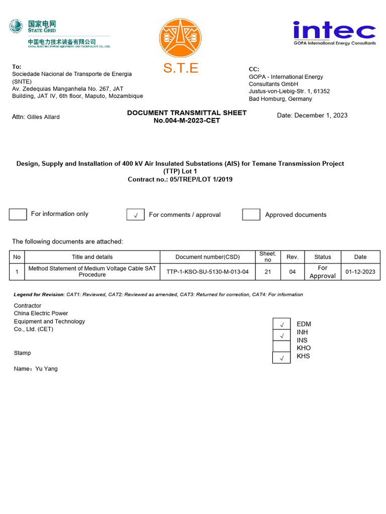MV Cable SAT Procedure Guide | PDF | Insulator (Electricity ...