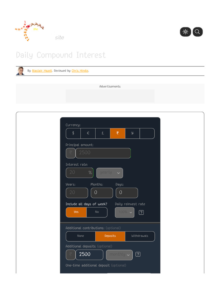 Daily Compound Interest Calculator in INR | PDF