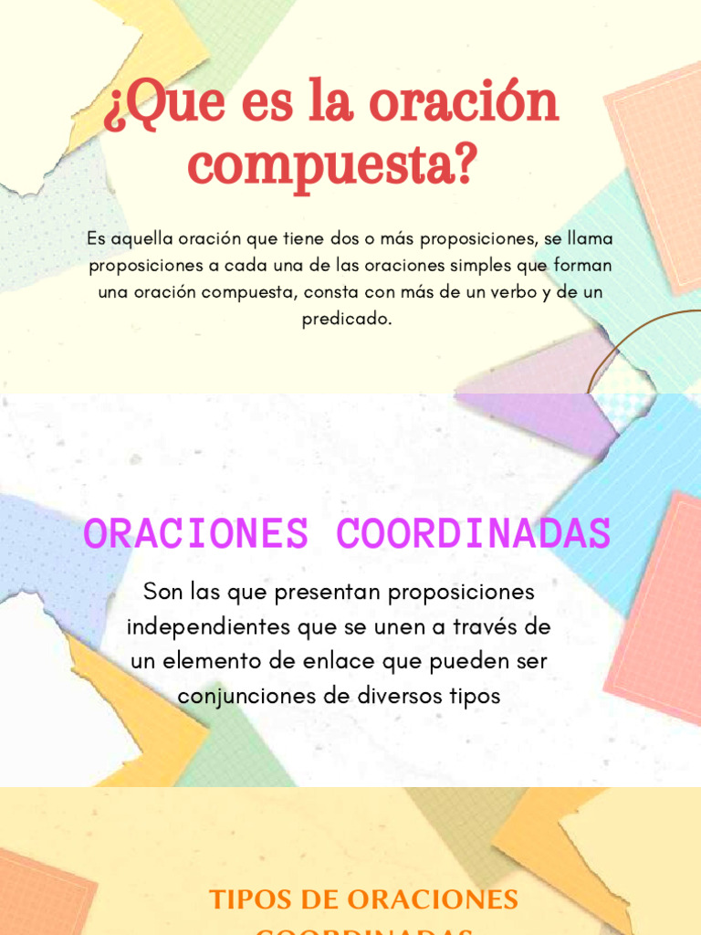 Tipos de oraciones compuestas explicadas | PDF | Artes del Lenguaje y ...