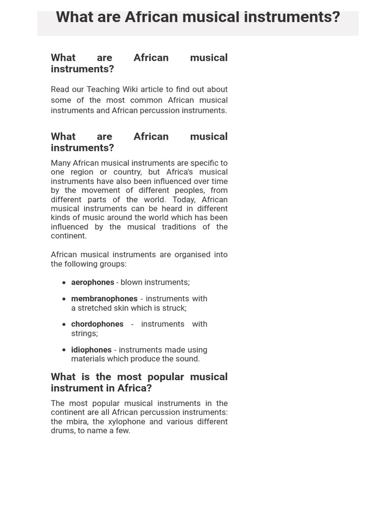 What Are African Musical Instruments? - Twinkl Teaching Wiki | PDF ...
