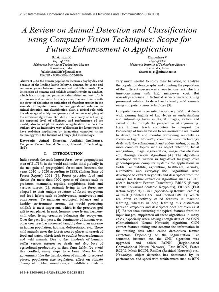 A Review On Animal Detection and Classification Using Computer Vision ...
