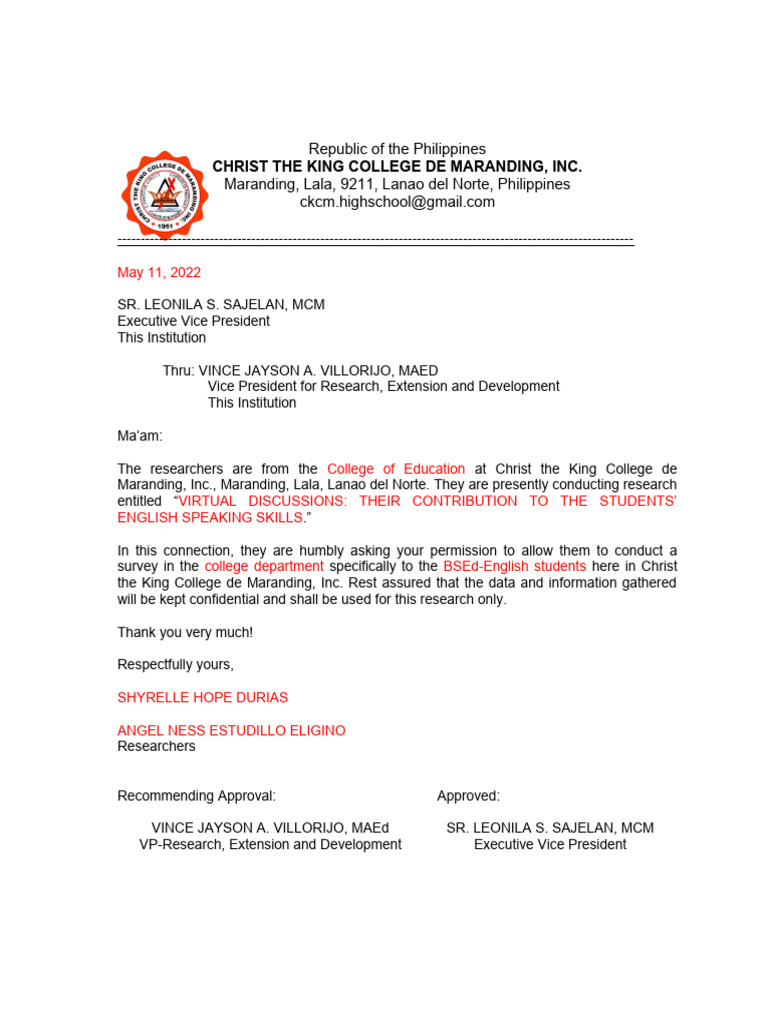 Research Approval Letters for Studies | PDF