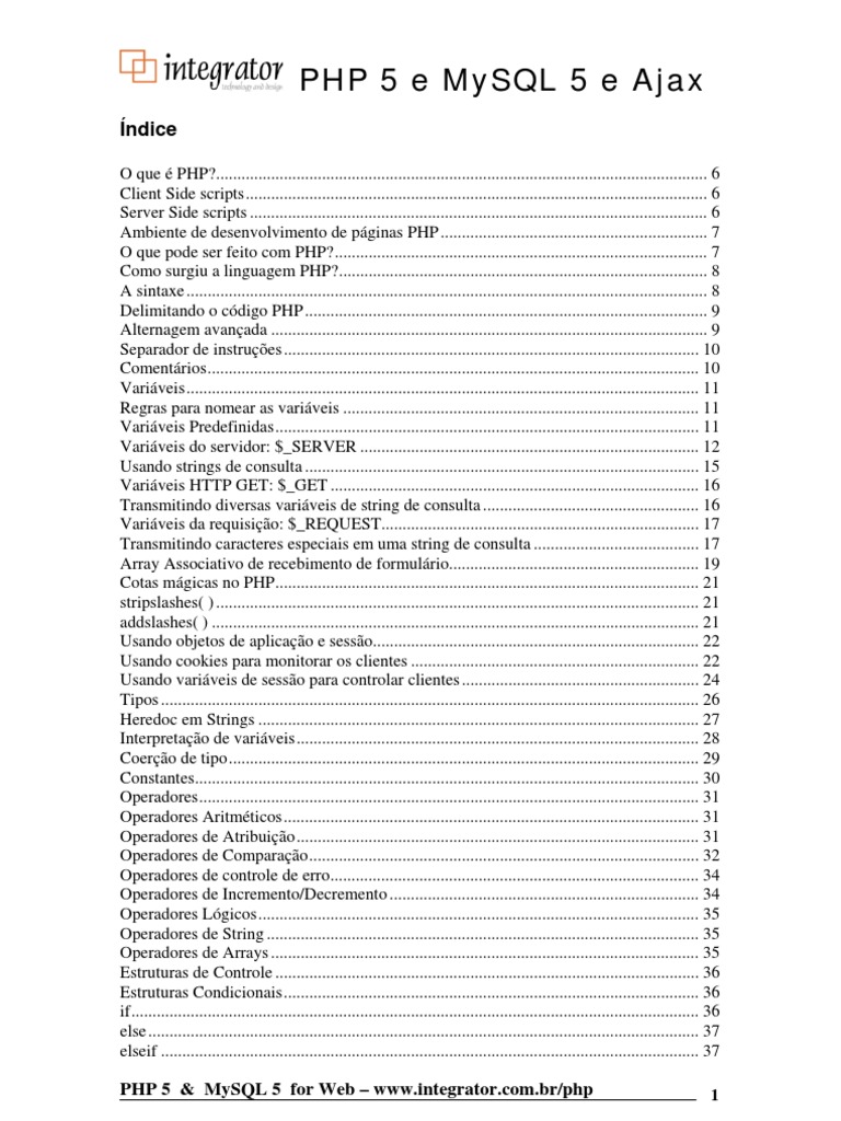 Apostila de PHP5 | PDF | Php | Linguagem de script
