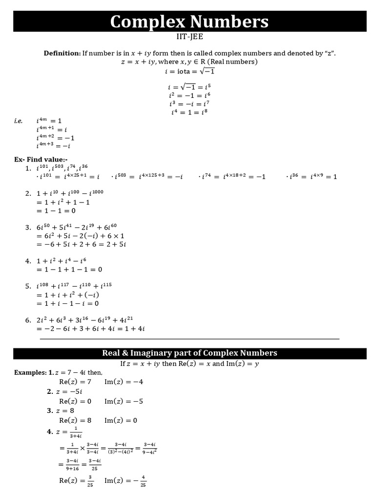 Complex Numbers IIT-JEE | PDF | Complex Number | Complex Analysis
