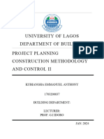 UNIVERSITY OF LAGOS Project Planing