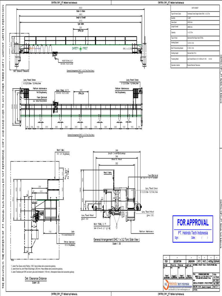 OHC 3.2 Ton Hoist Crane Design Details | PDF | Crane (Machine) | Vehicles