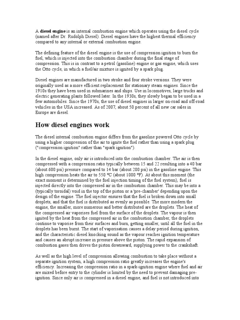 Diesel Engine Pdf Diesel Engine Internal Combustion Engine