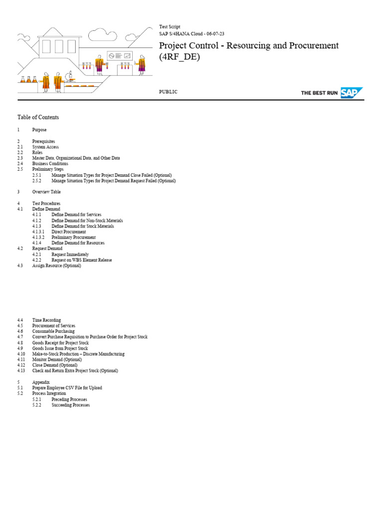 SAP S/4HANA Project Control Test Script | PDF | Procurement | Inventory