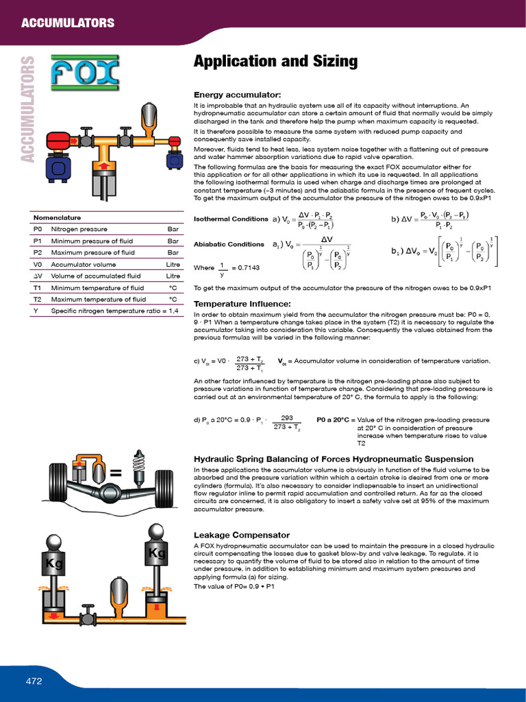 Hydropneumatic Accumulator Sizing Guide | PDF | Pump | Pressure