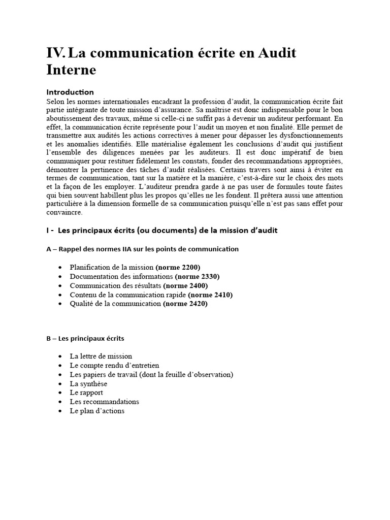 Communication écrite en audit interne | PDF | Audit | la communication