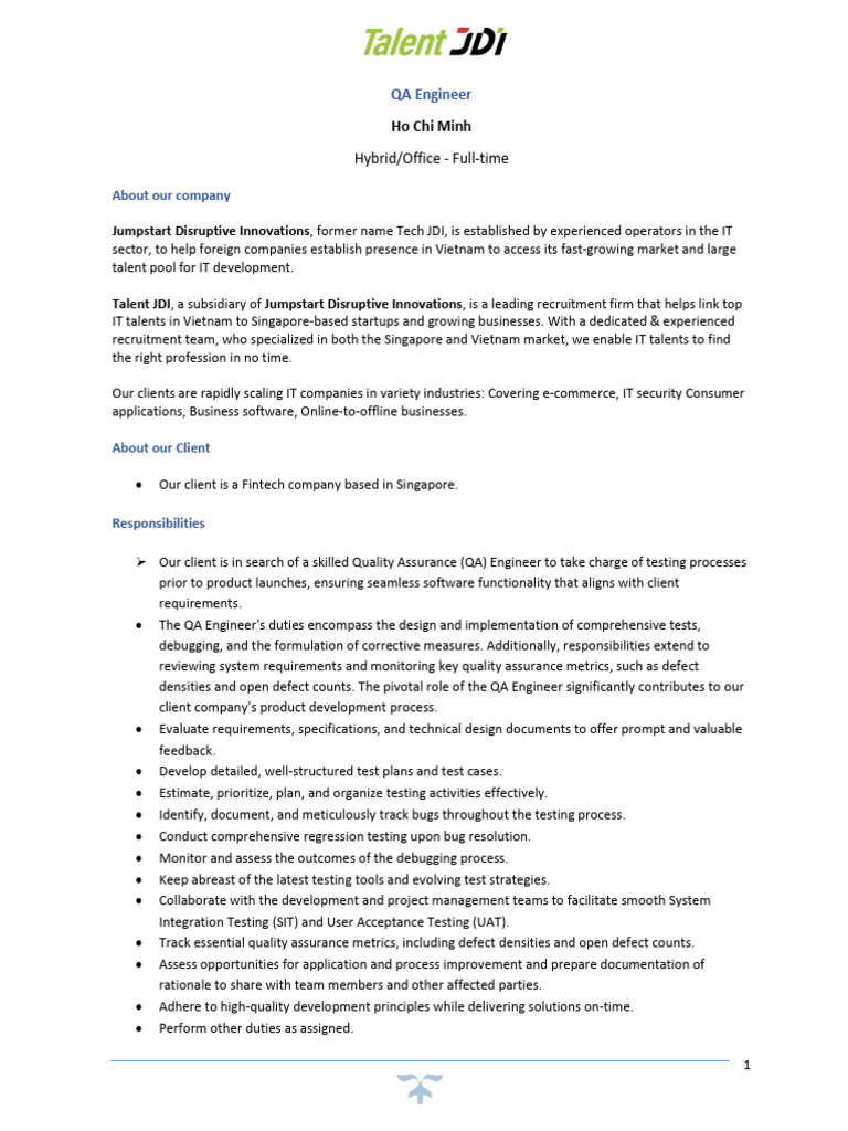 QA Engineer Role in Fintech | PDF | Quality Assurance | Agile Software ...