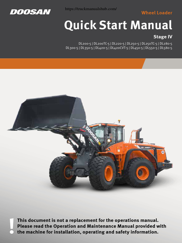Doosan DL200-5, DL200TC-5, DL220-5, DL250-5, DL250TC-5, DL280-5, DL300 ...