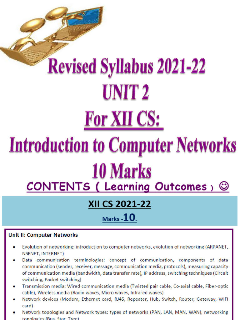XII CS Introduction To Computer Networks 2021-22 | PDF