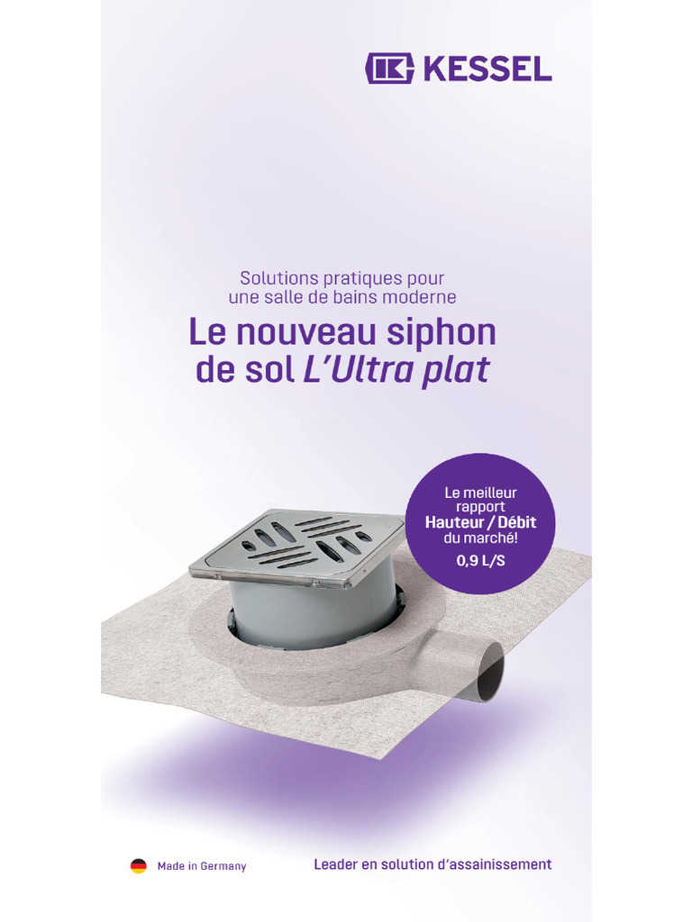 Siphon de douche à l'italienne 100X100 inox