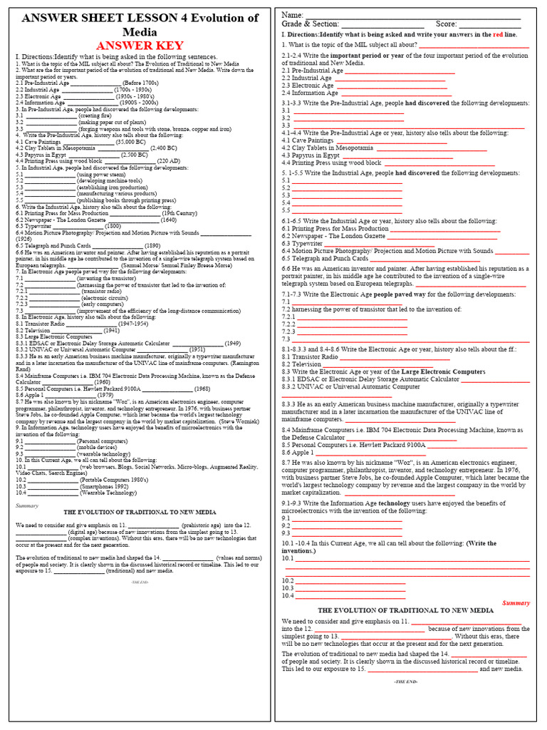 Lesson 4 Guide Questions Pdf Information Age Electronics