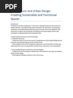 Architecture and Urban Design: Creating Sustainable and Functional Spaces