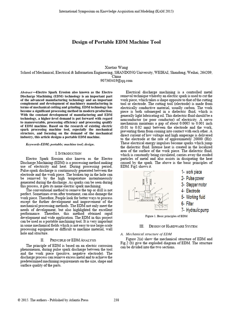 Design of Portable EDM Machine Tool | PDF | Bearing (Mechanical ...