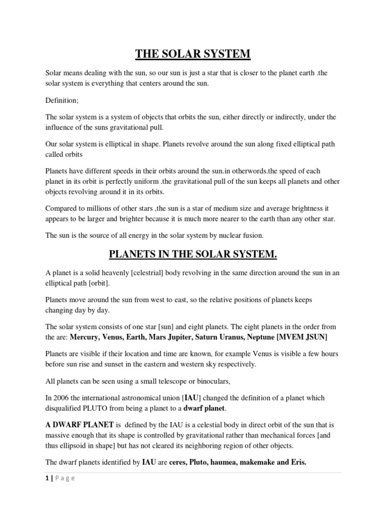 Overview of the Solar System | PDF | Planets | Solar System