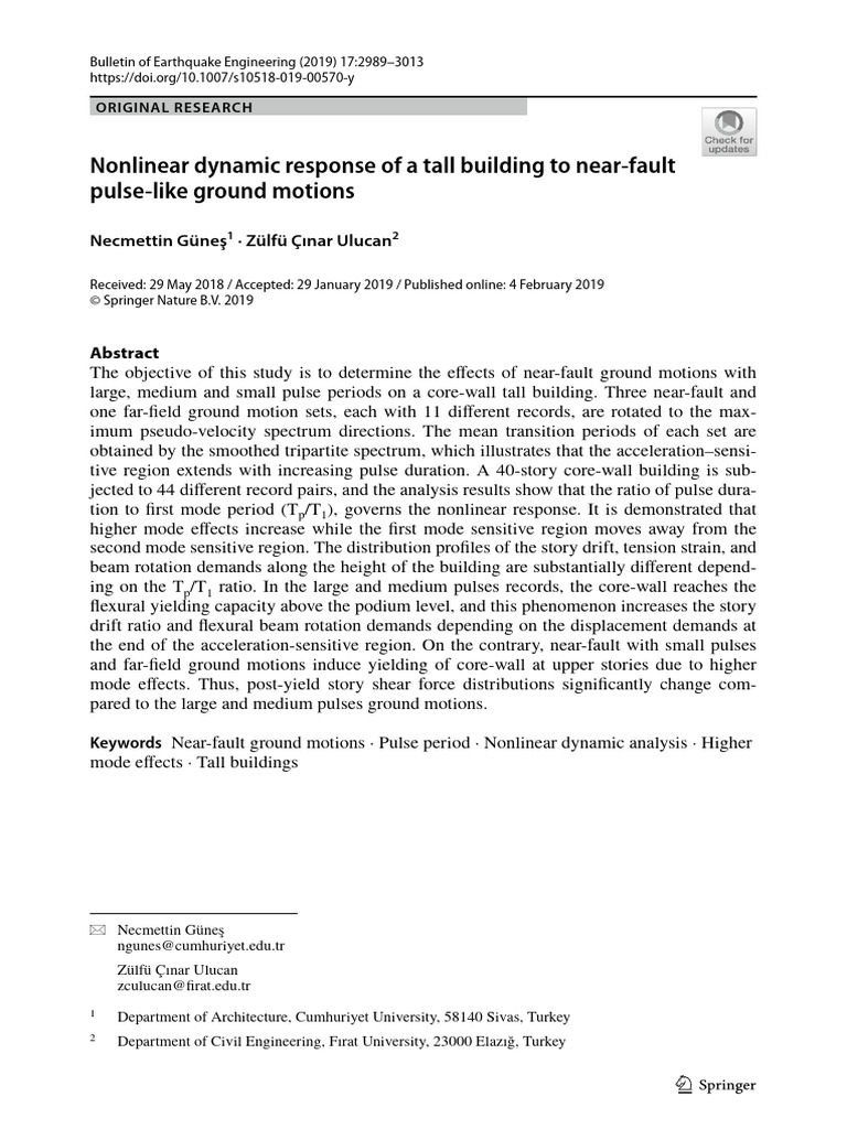 Nonlinear Response of Tall Buildings to Near-Fault Motions | PDF ...