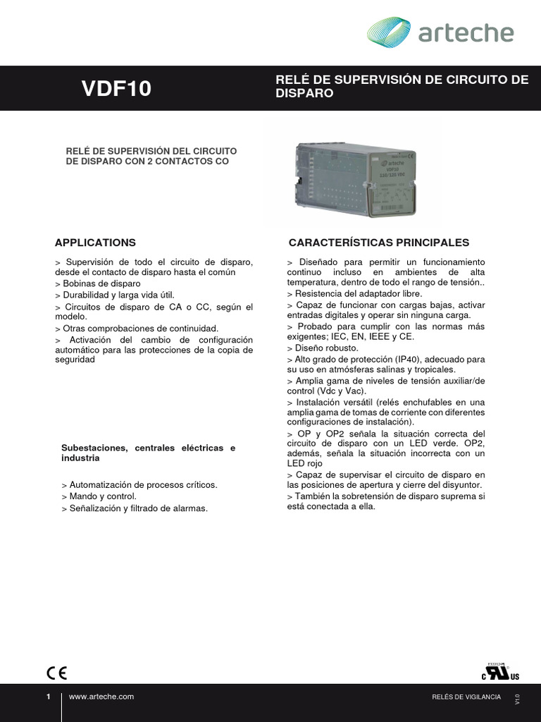 Relé VDF10: Supervisión de Circuito | PDF | Relé | Ingenieria Eléctrica