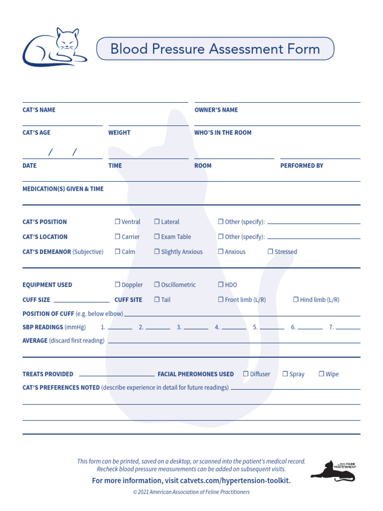 AAFP Blood Pressure Form | PDF