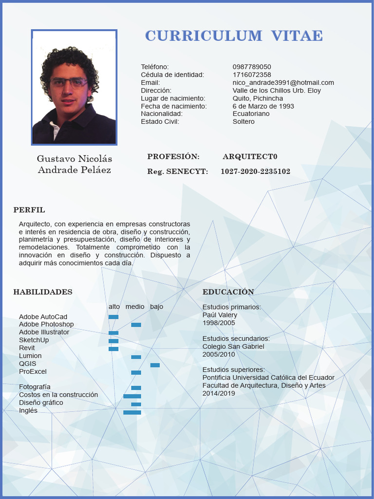 Curriculum Vitae Gustavo Andrade | PDF | Ecuador | Educación más alta