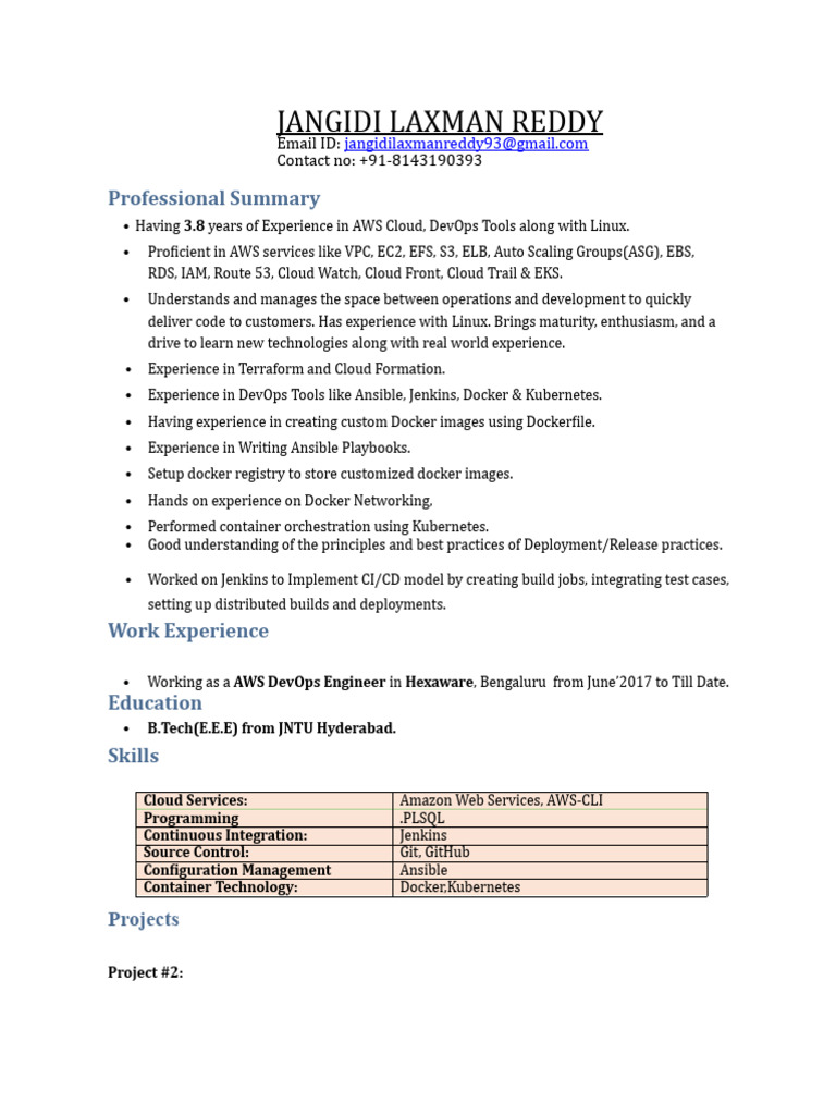 Devops resume 52 pdf amazon web services cloud computing