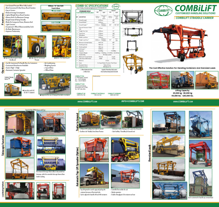 Combilift SC3 Straddle Carrier Overview | PDF | Truck | Trailer (Vehicle)