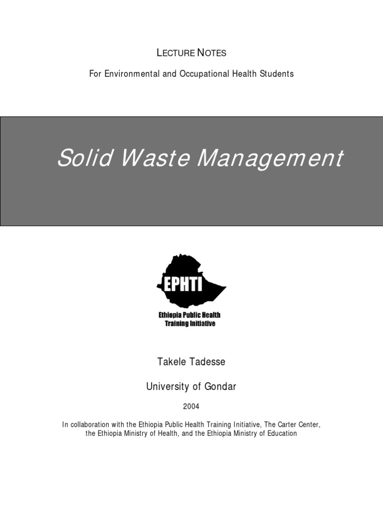 Solid Waste Management Lecture Notes | PDF | Life Cycle Assessment | Waste