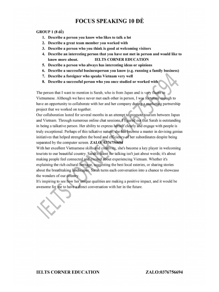Focus Speaking 10 Groups | PDF