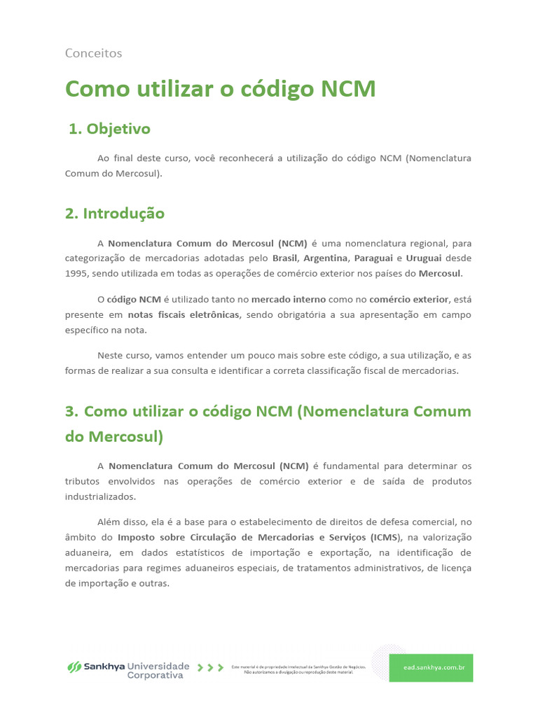 Guia Prático sobre Código NCM | PDF | Finanças e Administração de ...
