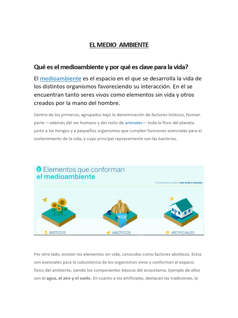 Cuidando el Medio Ambiente: Acciones Clave | PDF | Entorno natural | Vida