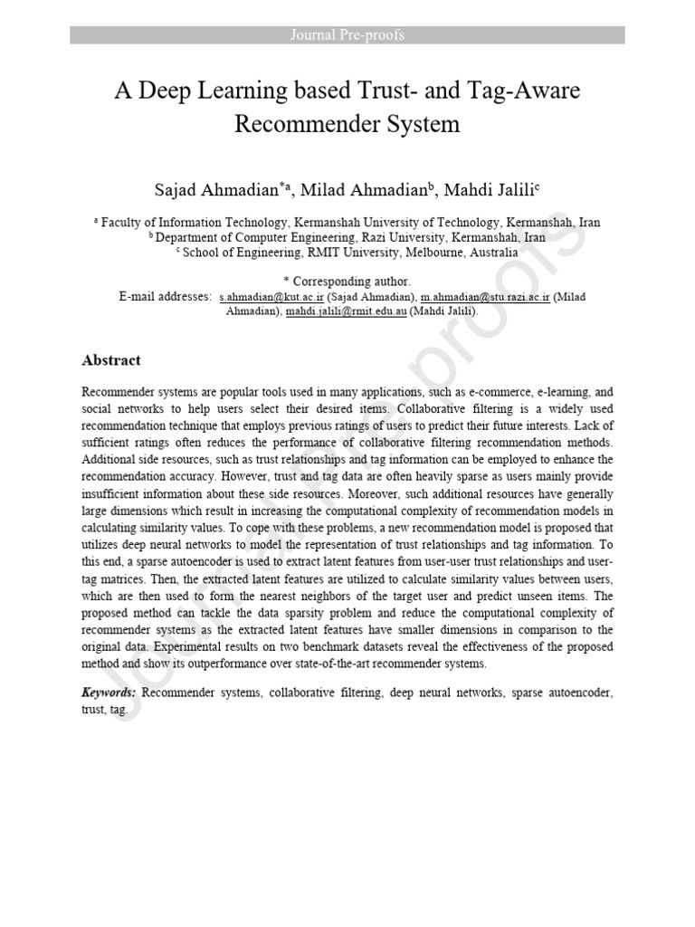 Deep Learning for Trust-Aware Recommendations | PDF | Deep Learning ...