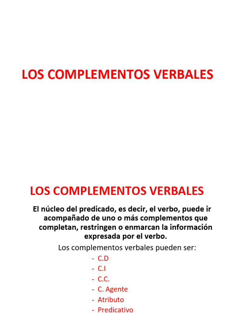 3.3 - Complementos Verbales | PDF | Verbo | Asunto (gramática)