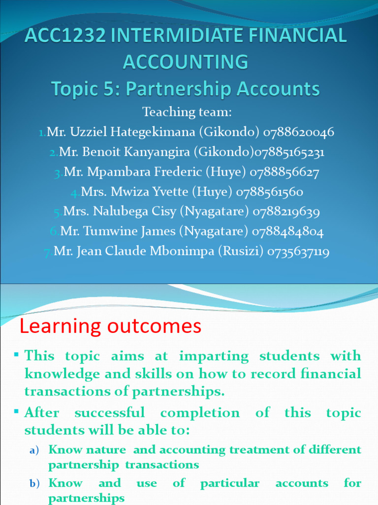 Topic 5 Accounting For Partnerships | PDF | Debits And Credits ...