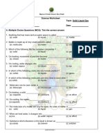 Science Worksheet Grade 5 - Topic: Solid Liquid Gas Name: - Date: - A. Multiple Choice Questions (MCQ) - Tick The Correct Answer