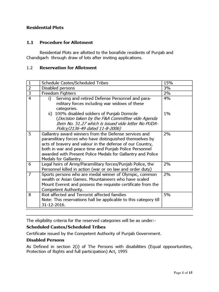 GMADA Residential Plot Allotment Guide | PDF | Visual Impairment | Auction