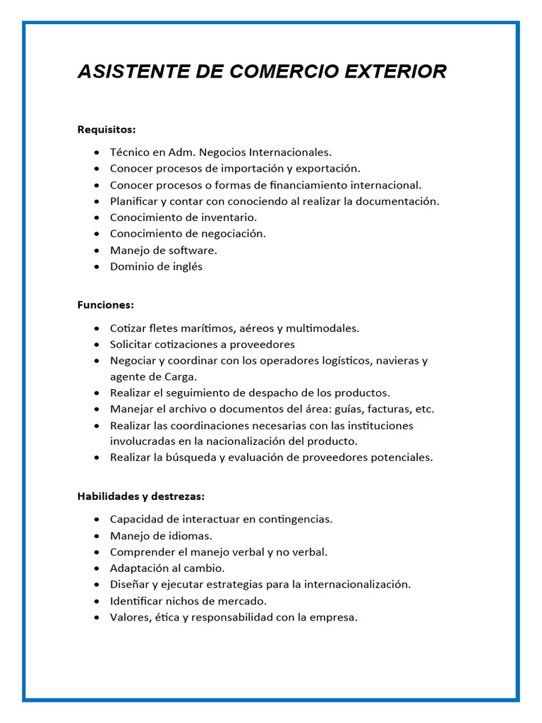 Asistente de Comercio Exterior | PDF | Crecimiento personal y ...