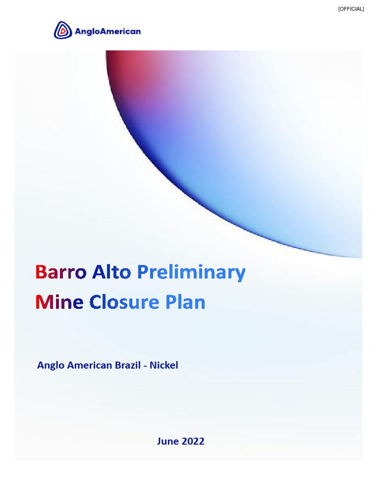 Barro Alto Nickel Mine Closure Plan | PDF | Mining | Ore