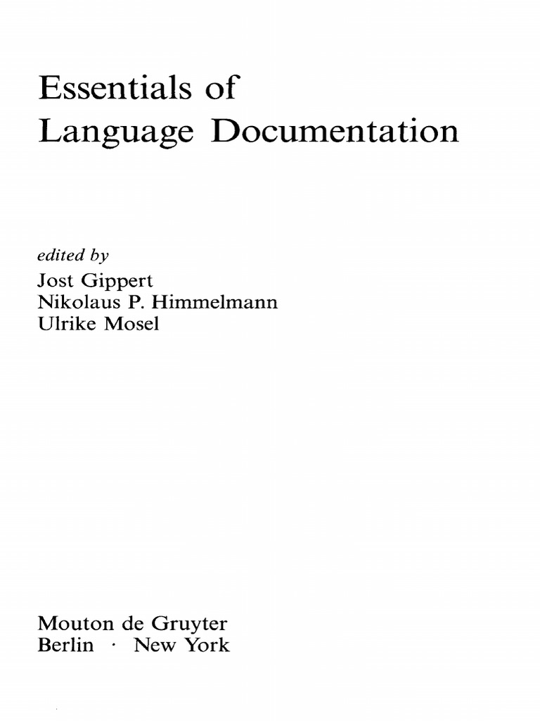 Essentials of language documentation pdf