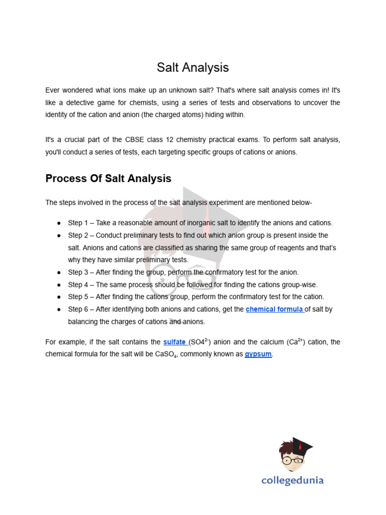 Salt Analysis 1 | PDF | Salt (Chemistry) | Ammonium