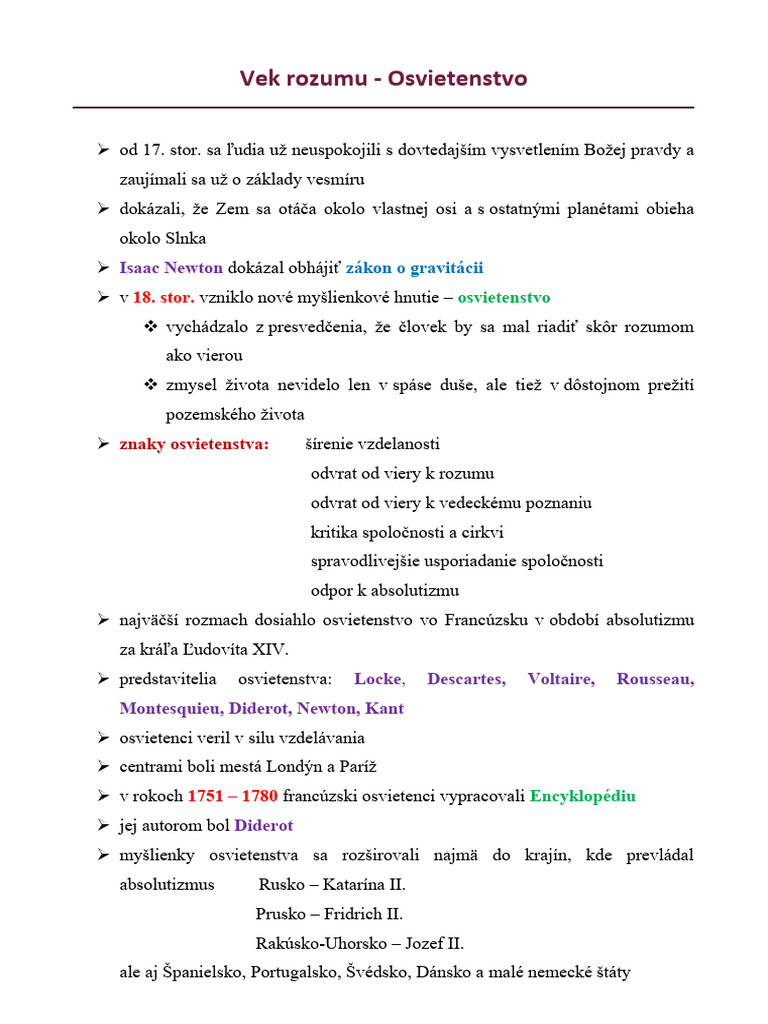 01 Vek Rozumu - Osvietenstvo | PDF