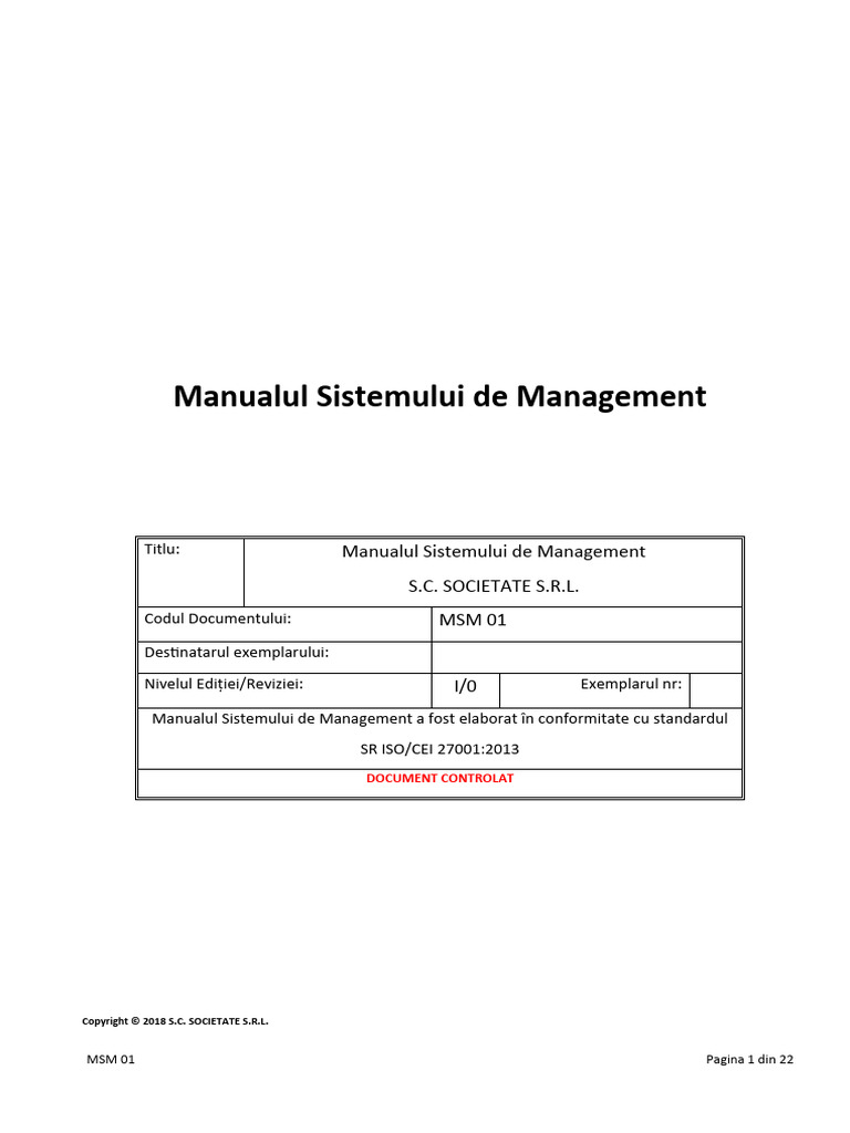 MSM 01 Manualul SMSI | PDF