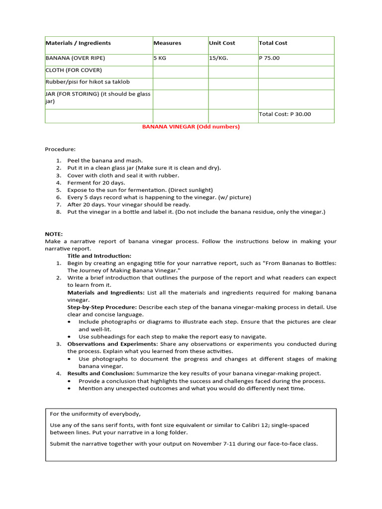 Banana Vinegar PDF Vinegar