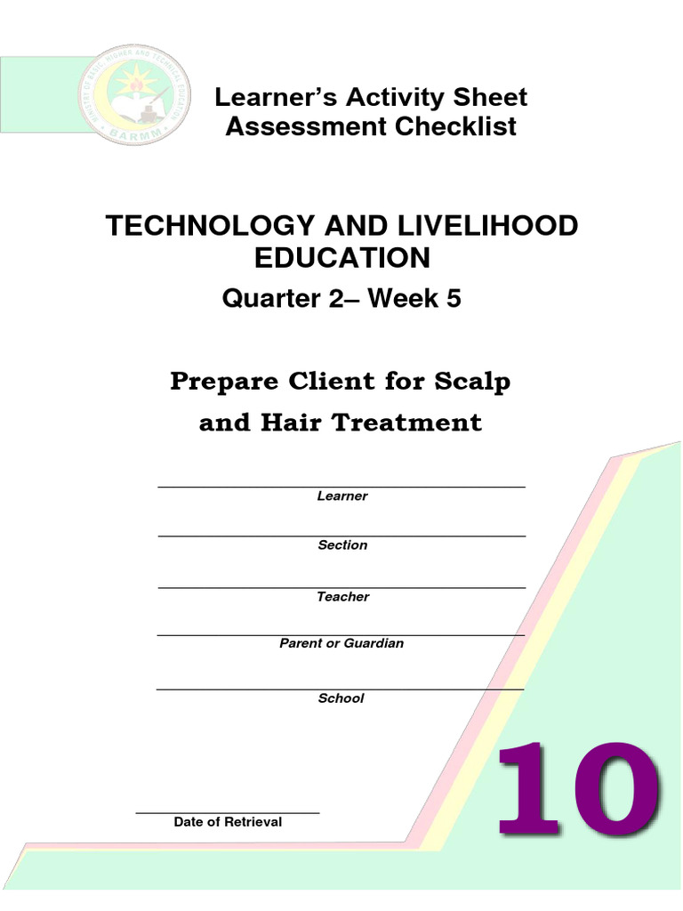 Tle 10 q2 Week 5 Hairdressing PDF Learning First Aid