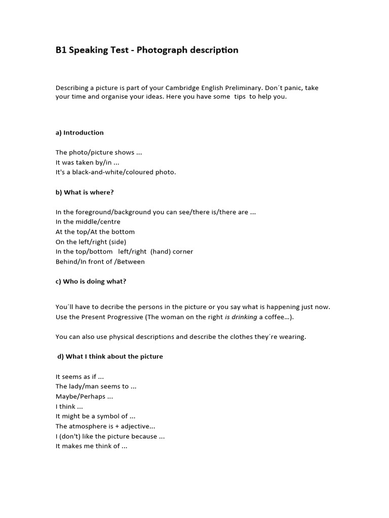 B1 Photo Description Guidelines | PDF
