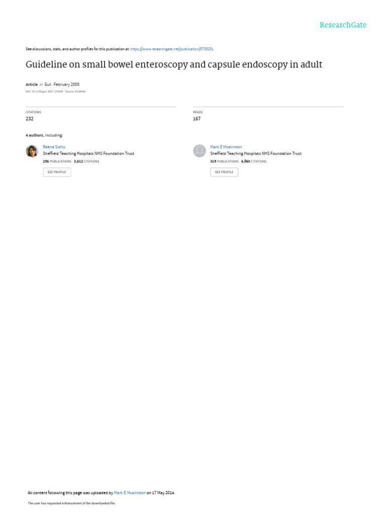 Guideline On Small Bowel Enteroscopy and Capsule Endoscopy in Adult PDF PDF Crohn's Disease