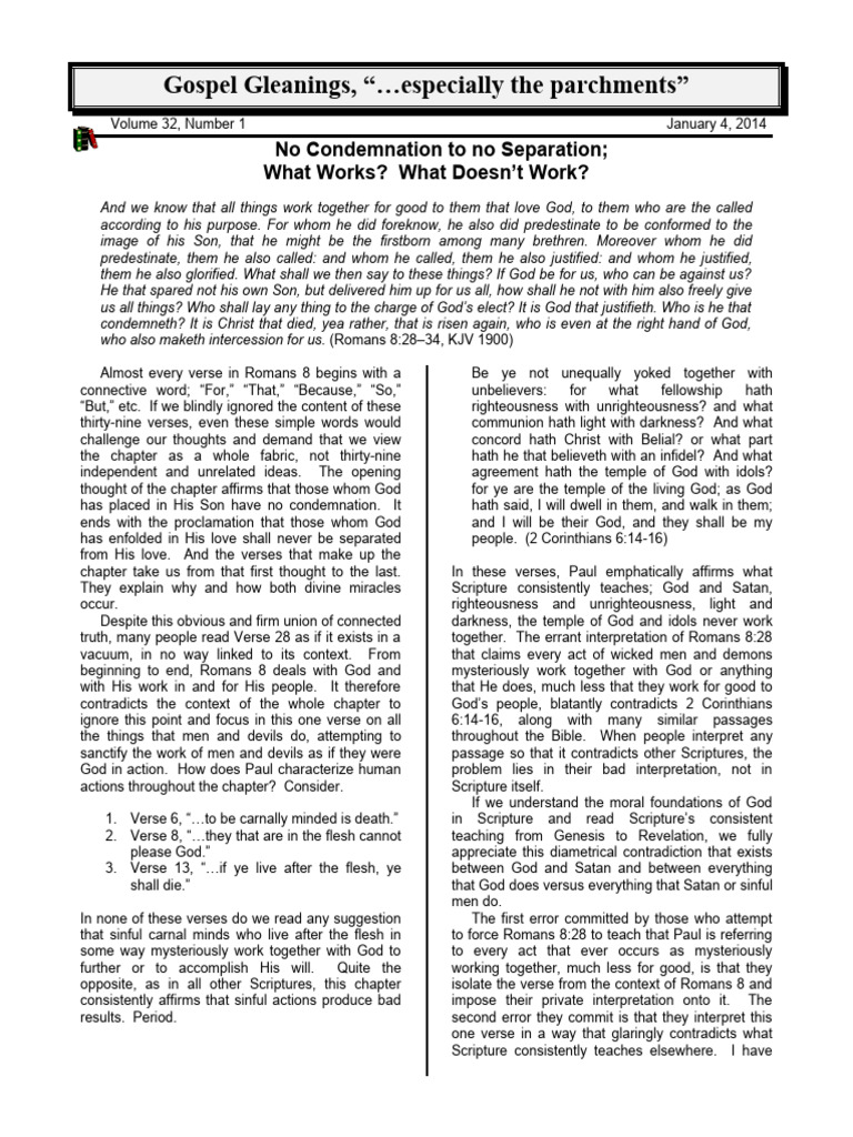 40 No Condemnation To No Separation What Works 01-04-15 | PDF | Epistle ...