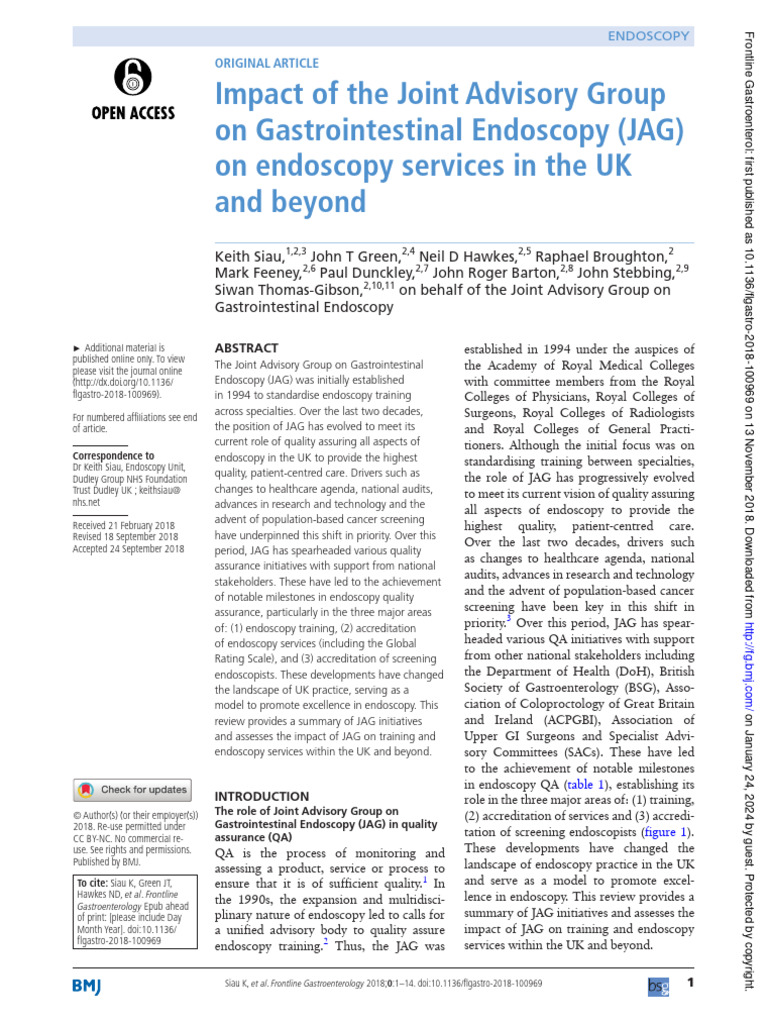 (PDF) Impact of The Joint Advisory Group On Gastrointestinal Endoscopy